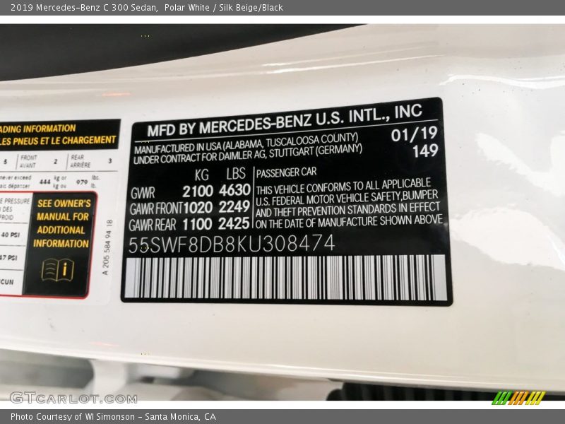 Polar White / Silk Beige/Black 2019 Mercedes-Benz C 300 Sedan