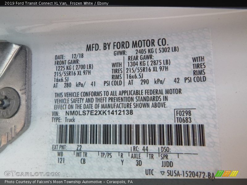 Frozen White / Ebony 2019 Ford Transit Connect XL Van