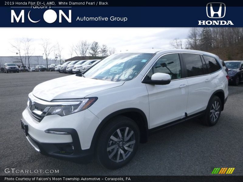 White Diamond Pearl / Black 2019 Honda Pilot EX-L AWD