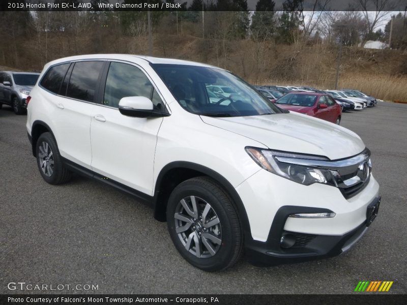 White Diamond Pearl / Black 2019 Honda Pilot EX-L AWD