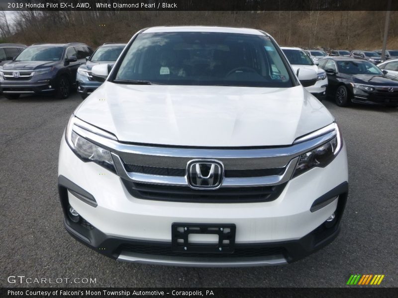 White Diamond Pearl / Black 2019 Honda Pilot EX-L AWD