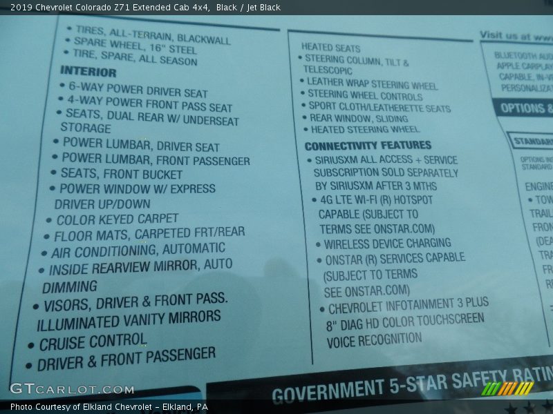Black / Jet Black 2019 Chevrolet Colorado Z71 Extended Cab 4x4