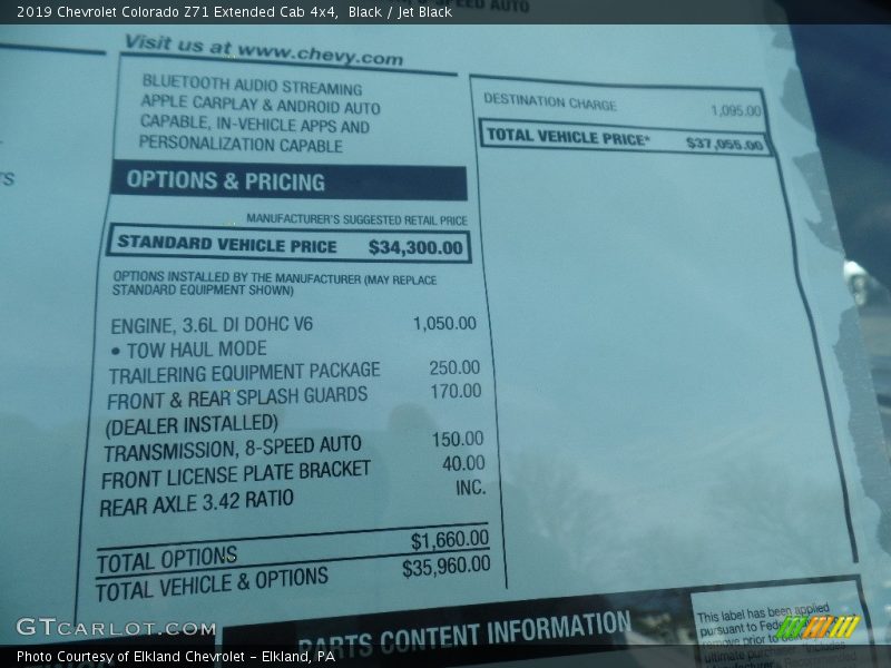 Black / Jet Black 2019 Chevrolet Colorado Z71 Extended Cab 4x4