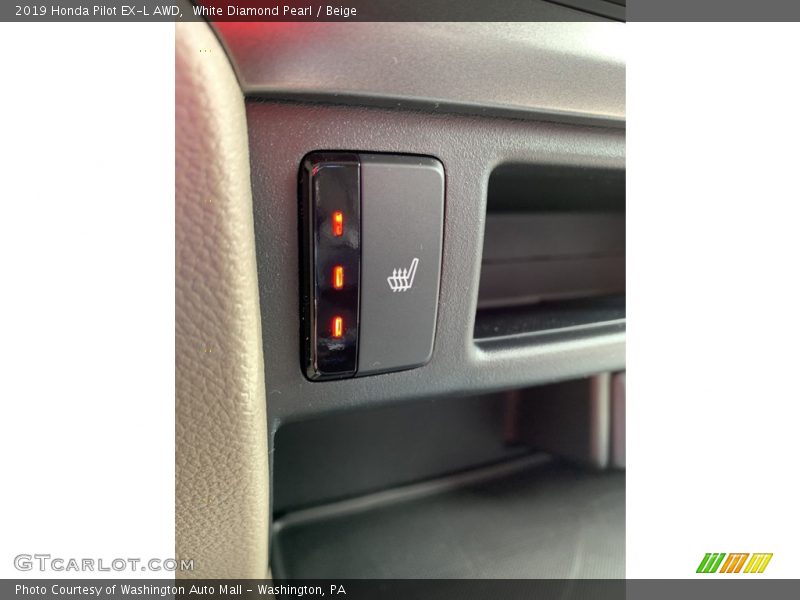 White Diamond Pearl / Beige 2019 Honda Pilot EX-L AWD