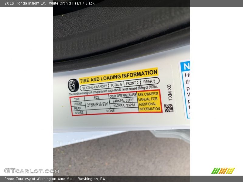 White Orchid Pearl / Black 2019 Honda Insight EX
