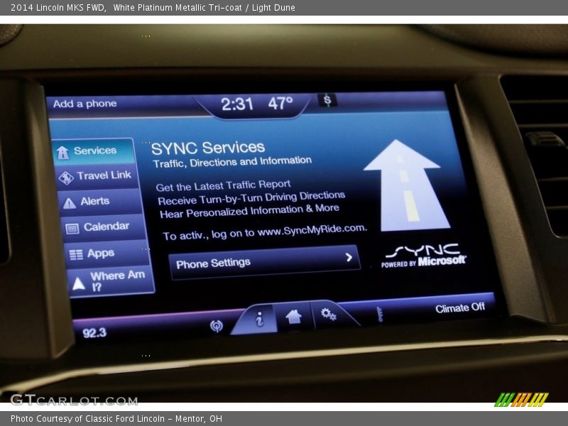 White Platinum Metallic Tri-coat / Light Dune 2014 Lincoln MKS FWD