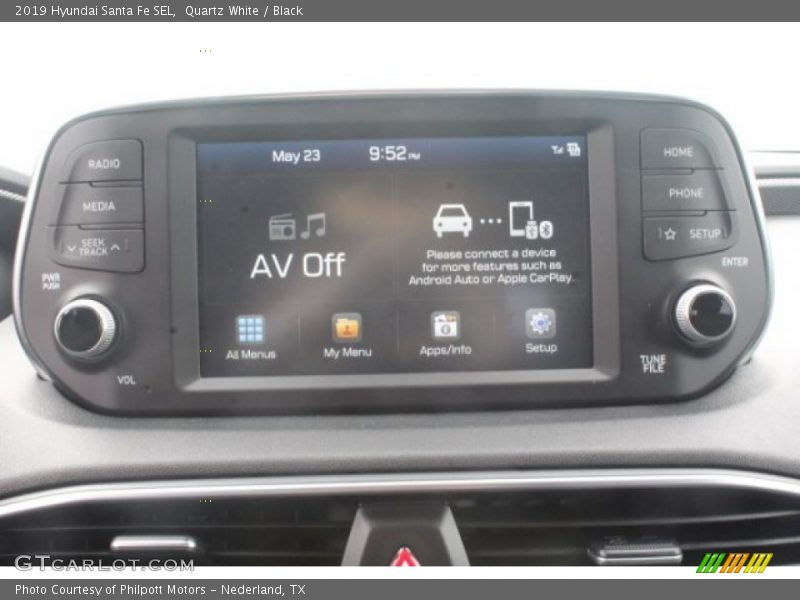 Quartz White / Black 2019 Hyundai Santa Fe SEL