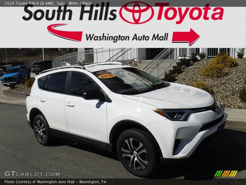 Super White / Black 2016 Toyota RAV4 LE AWD