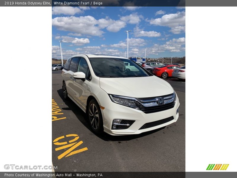 White Diamond Pearl / Beige 2019 Honda Odyssey Elite