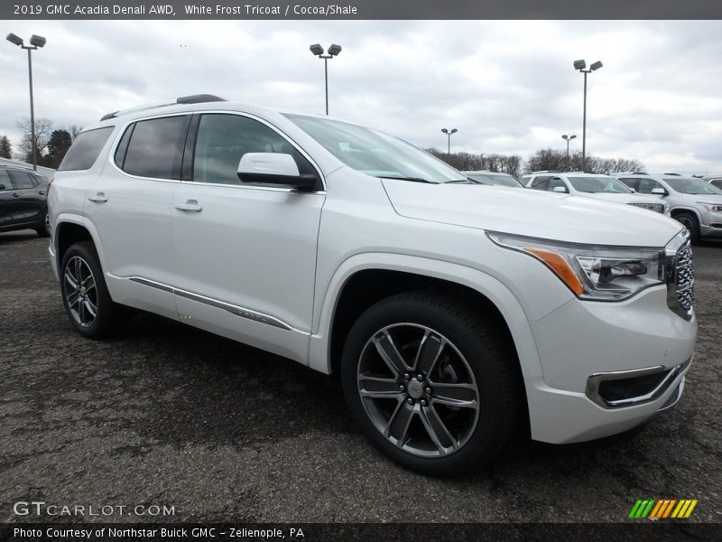 White Frost Tricoat / Cocoa/Shale 2019 GMC Acadia Denali AWD