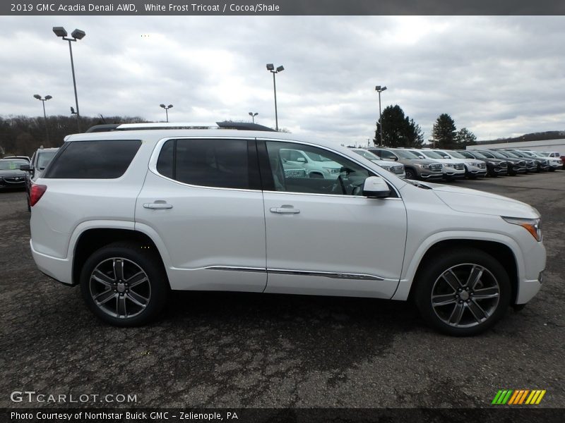 White Frost Tricoat / Cocoa/Shale 2019 GMC Acadia Denali AWD