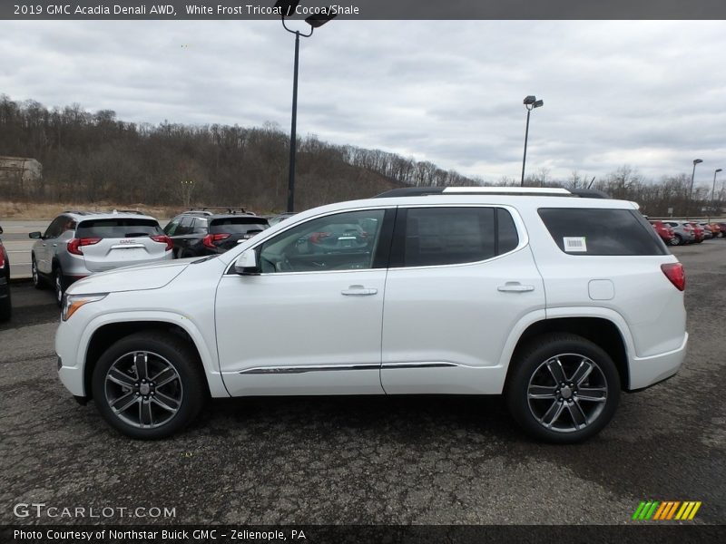 White Frost Tricoat / Cocoa/Shale 2019 GMC Acadia Denali AWD