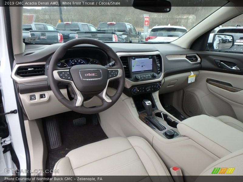 White Frost Tricoat / Cocoa/Shale 2019 GMC Acadia Denali AWD
