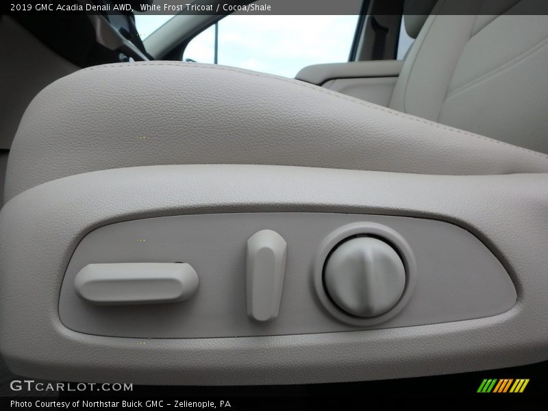 White Frost Tricoat / Cocoa/Shale 2019 GMC Acadia Denali AWD