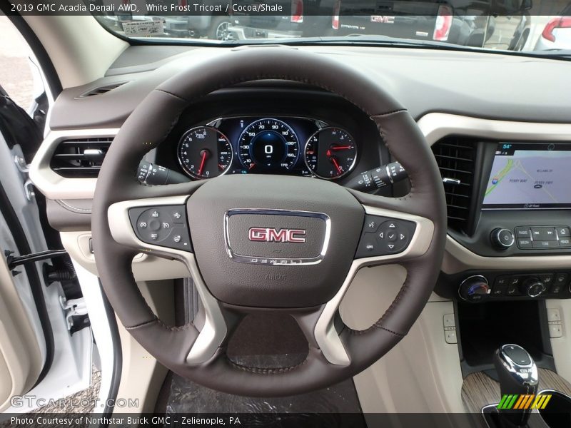 White Frost Tricoat / Cocoa/Shale 2019 GMC Acadia Denali AWD