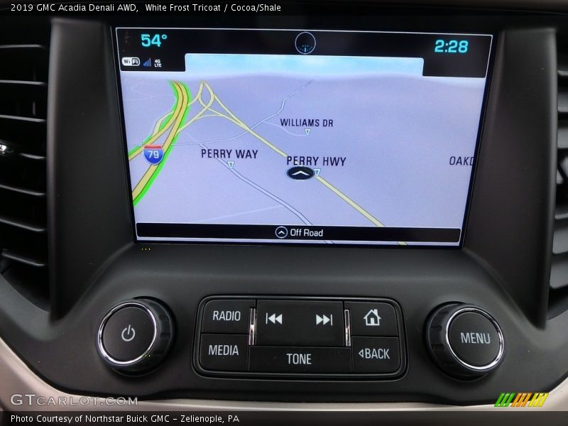 White Frost Tricoat / Cocoa/Shale 2019 GMC Acadia Denali AWD