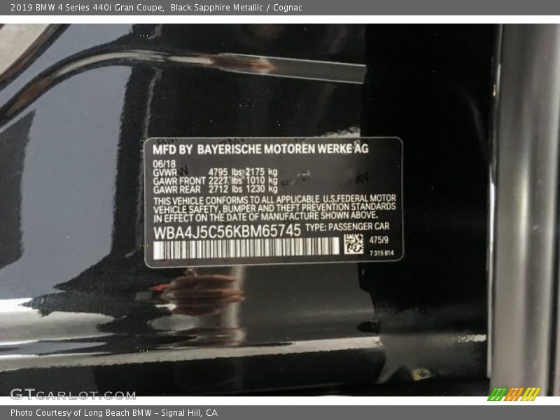Black Sapphire Metallic / Cognac 2019 BMW 4 Series 440i Gran Coupe