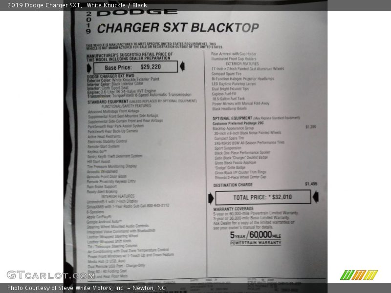 White Knuckle / Black 2019 Dodge Charger SXT