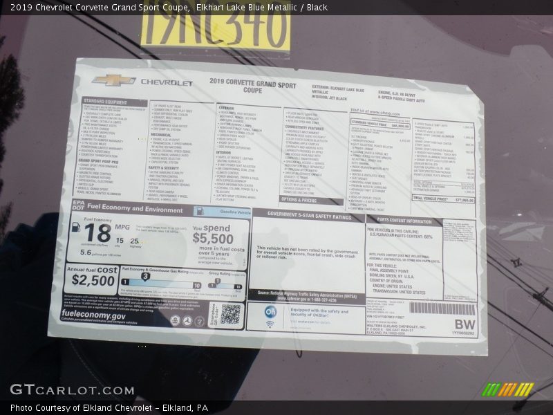 Elkhart Lake Blue Metallic / Black 2019 Chevrolet Corvette Grand Sport Coupe