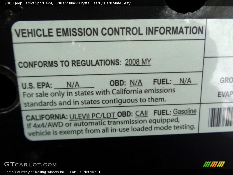 Brilliant Black Crystal Pearl / Dark Slate Gray 2008 Jeep Patriot Sport 4x4