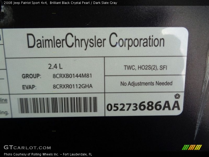 Brilliant Black Crystal Pearl / Dark Slate Gray 2008 Jeep Patriot Sport 4x4