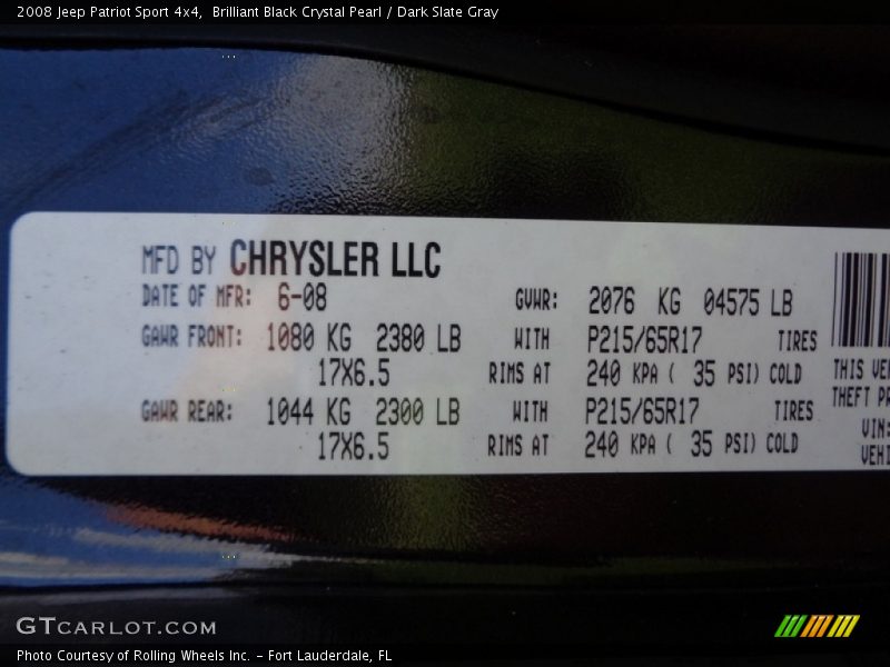 Brilliant Black Crystal Pearl / Dark Slate Gray 2008 Jeep Patriot Sport 4x4