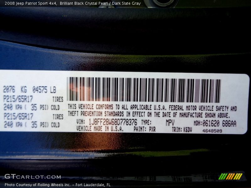 Brilliant Black Crystal Pearl / Dark Slate Gray 2008 Jeep Patriot Sport 4x4
