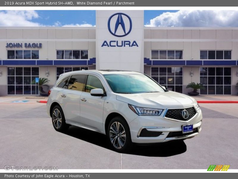 White Diamond Pearl / Parchment 2019 Acura MDX Sport Hybrid SH-AWD