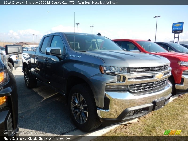 Satin Steel Metallic / Jet Black 2019 Chevrolet Silverado 1500 LT Double Cab 4WD