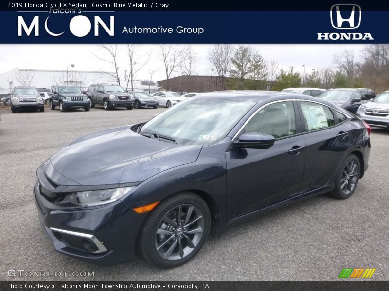 Cosmic Blue Metallic / Gray 2019 Honda Civic EX Sedan