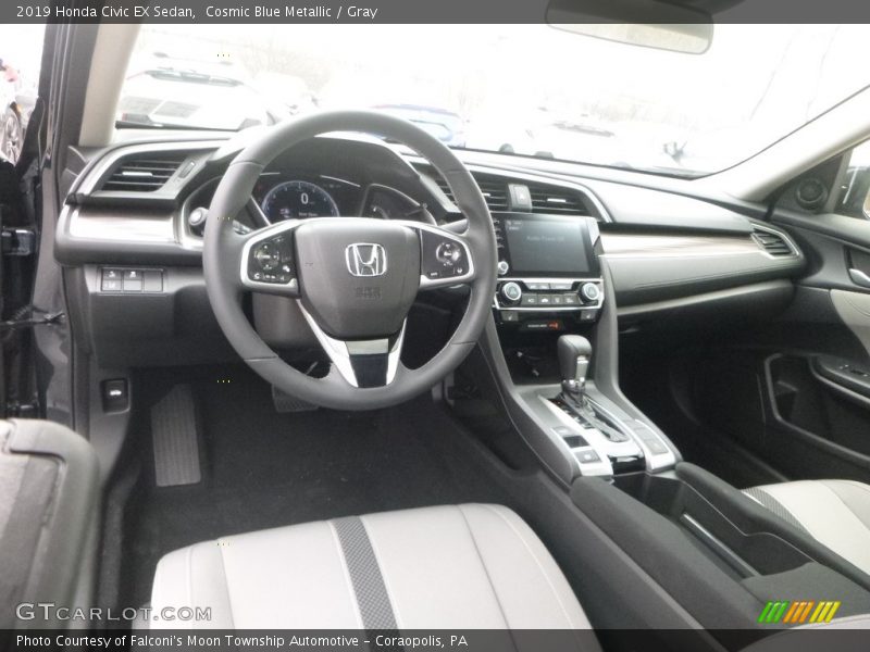 Cosmic Blue Metallic / Gray 2019 Honda Civic EX Sedan