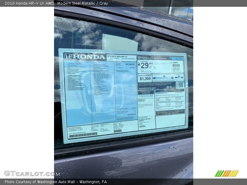 Modern Steel Metallic / Gray 2019 Honda HR-V LX AWD