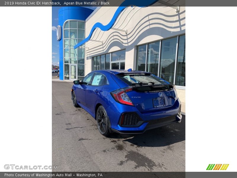 Agean Blue Metallic / Black 2019 Honda Civic EX Hatchback