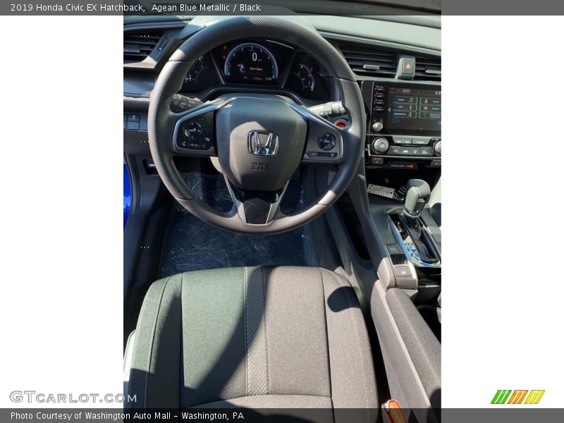 Agean Blue Metallic / Black 2019 Honda Civic EX Hatchback