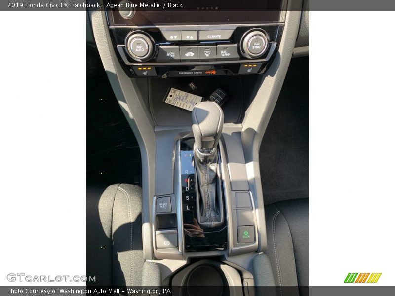 Agean Blue Metallic / Black 2019 Honda Civic EX Hatchback