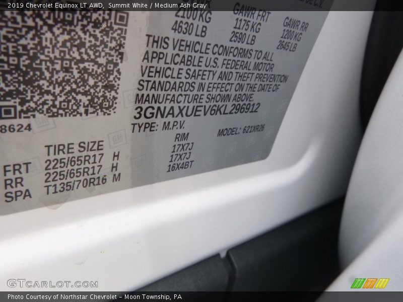 Summit White / Medium Ash Gray 2019 Chevrolet Equinox LT AWD