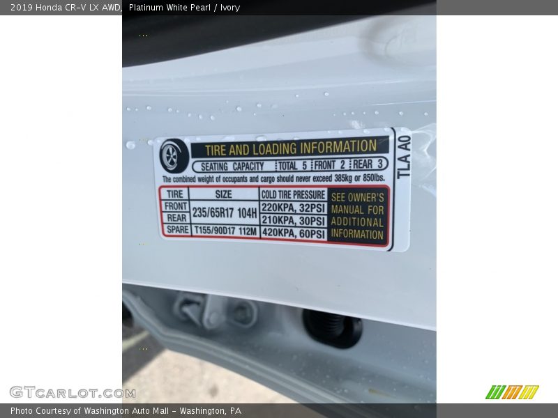 Platinum White Pearl / Ivory 2019 Honda CR-V LX AWD