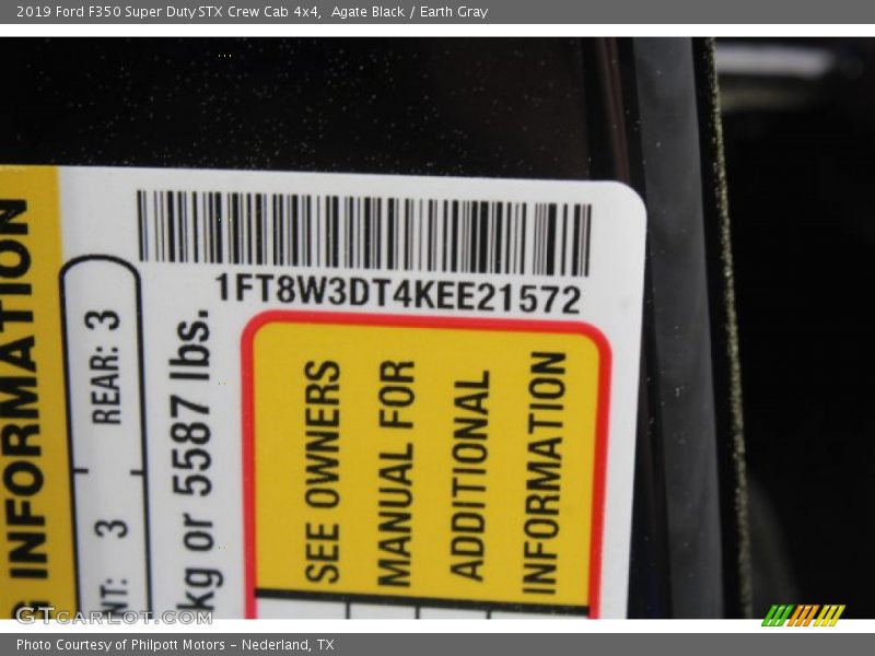 Agate Black / Earth Gray 2019 Ford F350 Super Duty STX Crew Cab 4x4