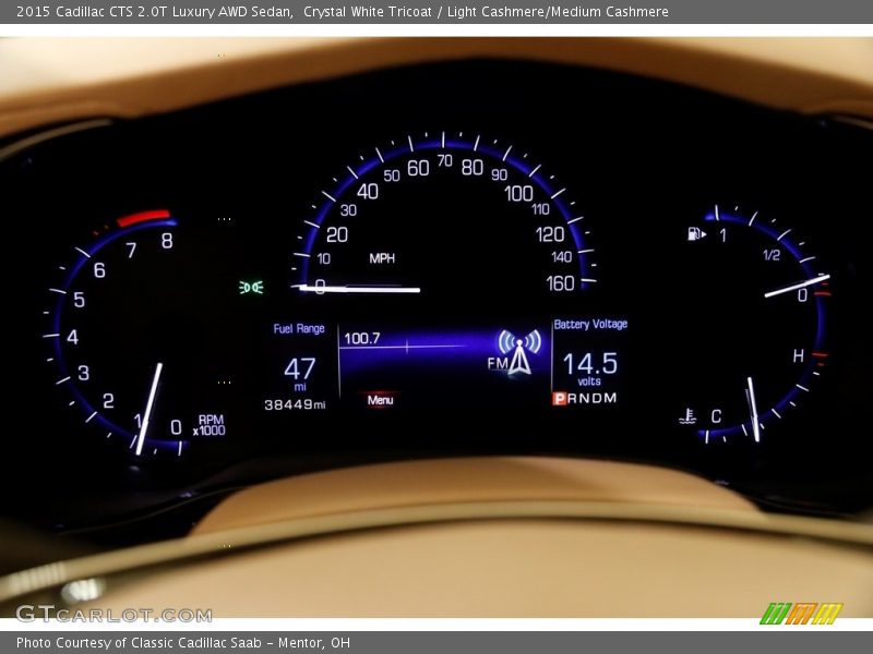 Crystal White Tricoat / Light Cashmere/Medium Cashmere 2015 Cadillac CTS 2.0T Luxury AWD Sedan