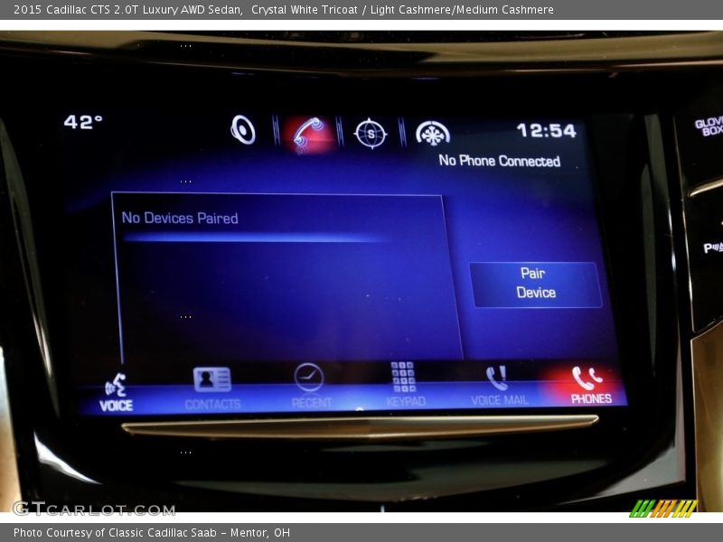 Crystal White Tricoat / Light Cashmere/Medium Cashmere 2015 Cadillac CTS 2.0T Luxury AWD Sedan
