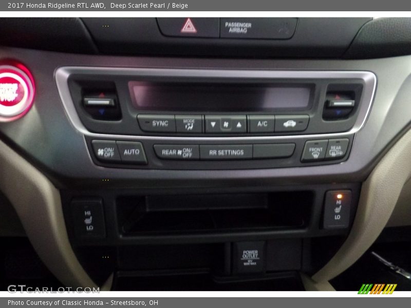 Deep Scarlet Pearl / Beige 2017 Honda Ridgeline RTL AWD
