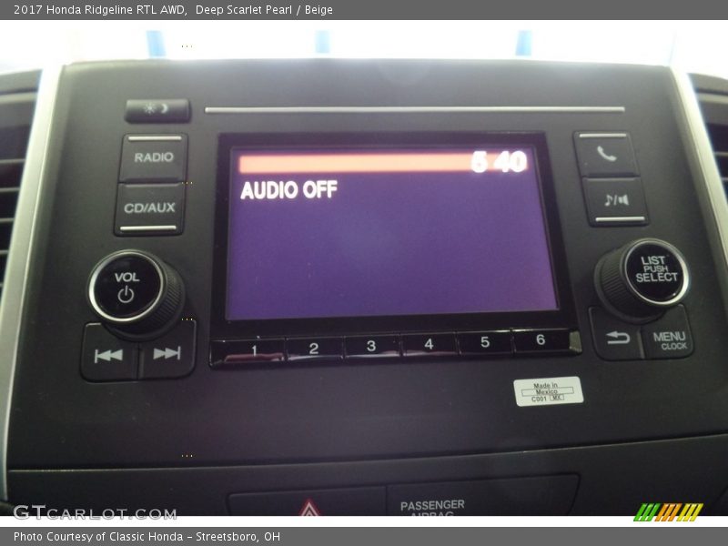 Deep Scarlet Pearl / Beige 2017 Honda Ridgeline RTL AWD