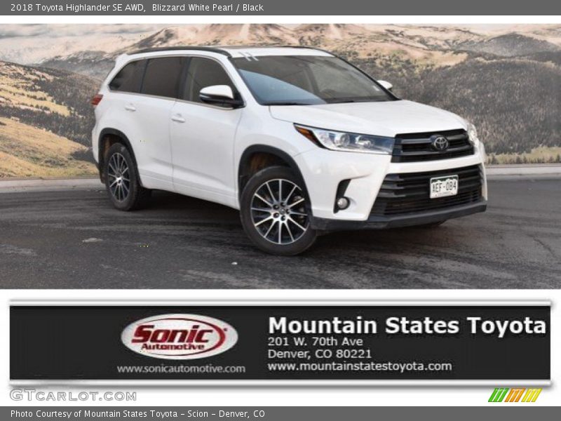 Blizzard White Pearl / Black 2018 Toyota Highlander SE AWD