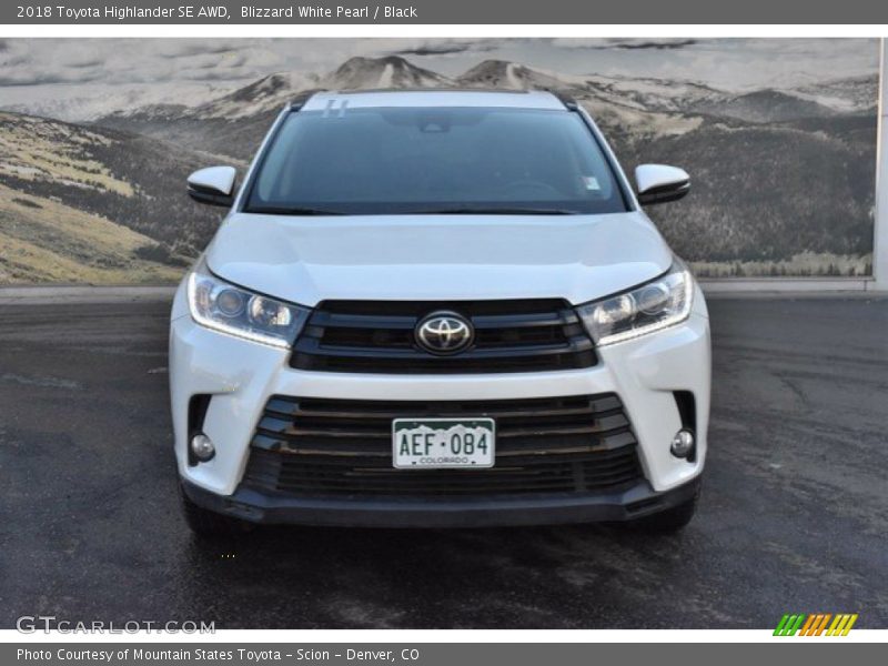 Blizzard White Pearl / Black 2018 Toyota Highlander SE AWD