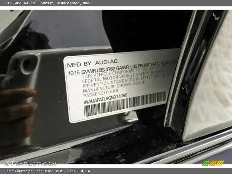 Brilliant Black / Black 2016 Audi A4 2.0T Premium