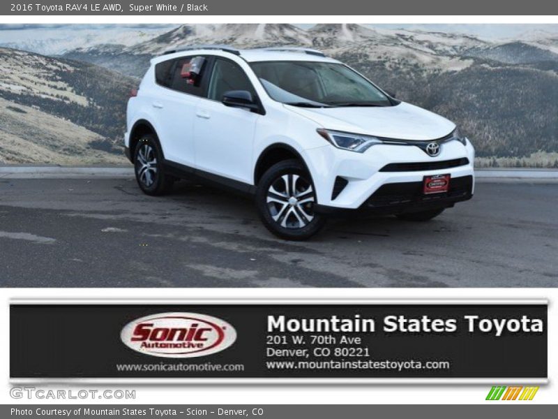 Super White / Black 2016 Toyota RAV4 LE AWD