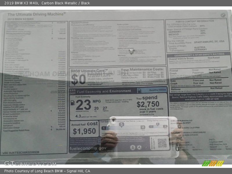 Carbon Black Metallic / Black 2019 BMW X3 M40i