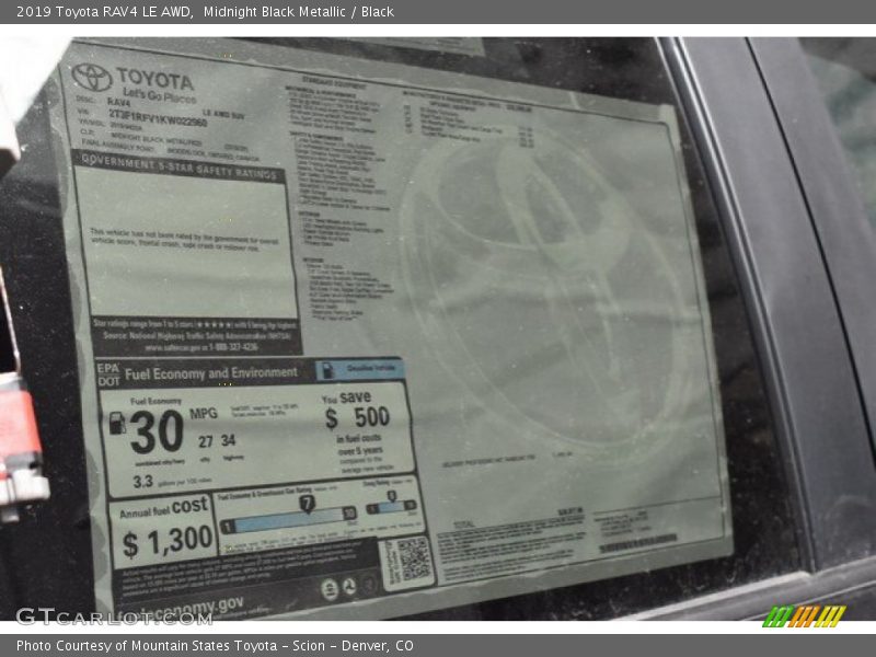 Midnight Black Metallic / Black 2019 Toyota RAV4 LE AWD