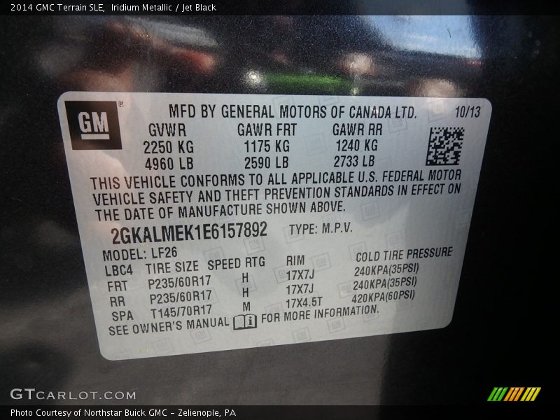 Iridium Metallic / Jet Black 2014 GMC Terrain SLE
