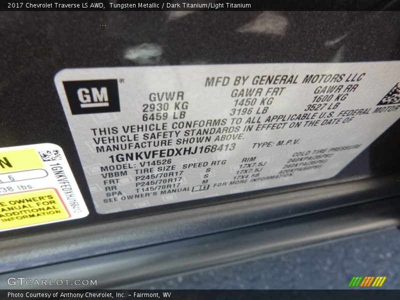 Tungsten Metallic / Dark Titanium/Light Titanium 2017 Chevrolet Traverse LS AWD
